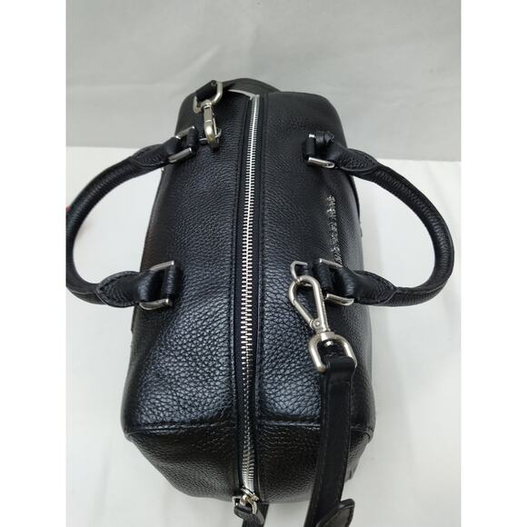 Michael Kors Mercer Black Pebbled Leather Duffle Zipper Closure Satchel Bag - Picture 9 of 16